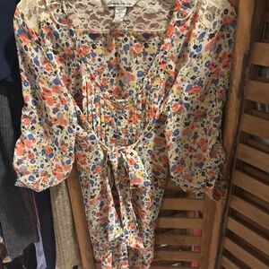 American Rag Floral Peasant Blouse Size small